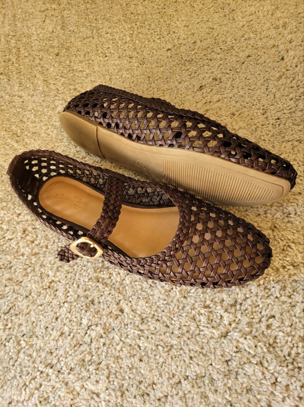 The Popular Woven Mary Jane  Brown  Textured Flat  Stylish & Polished Yet Casual - Picture 8 of 8